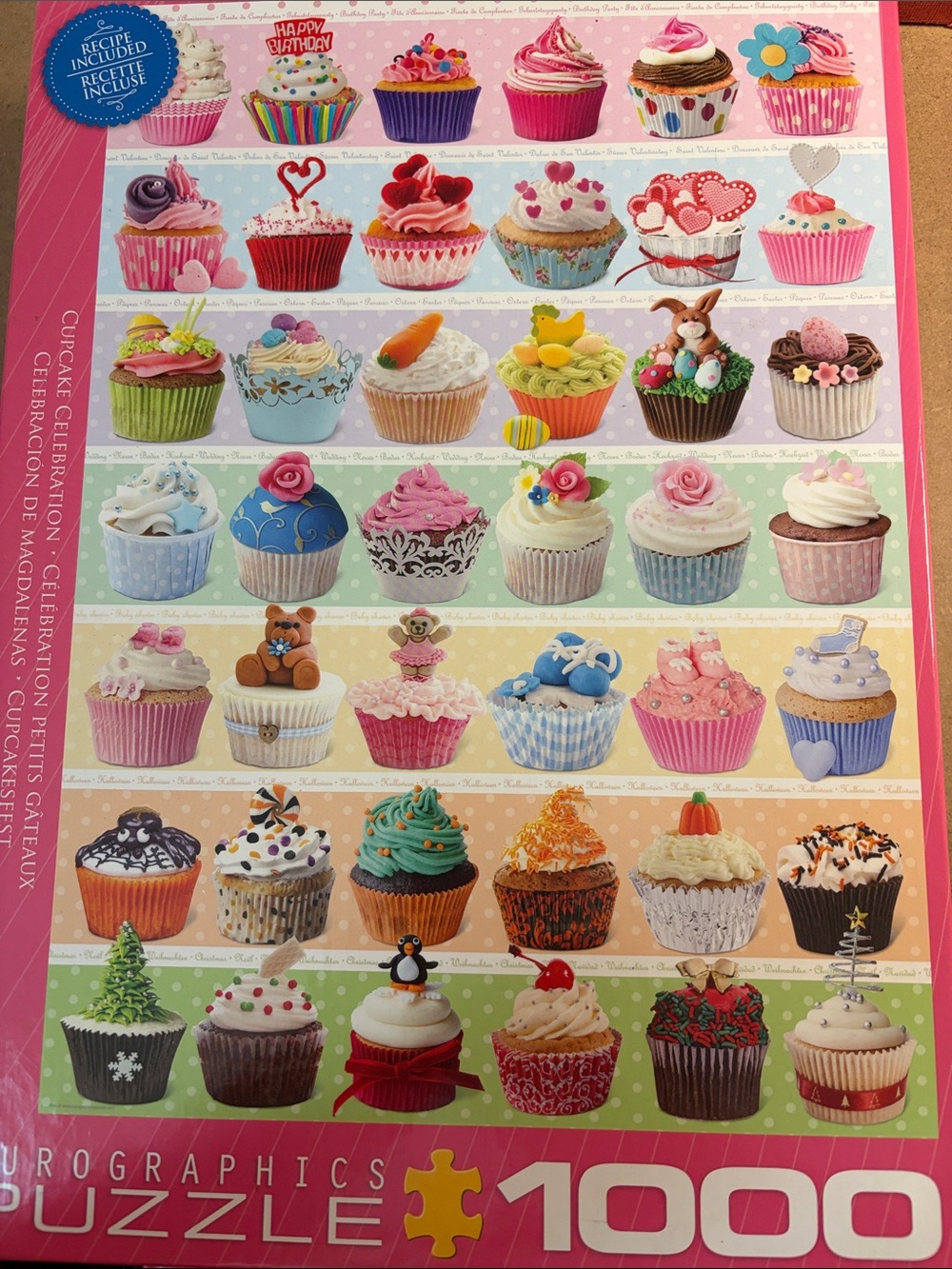 EuroGraphics Cupcake Celebration 1000-Piece Puzzle — Pink Cupcake Artwork